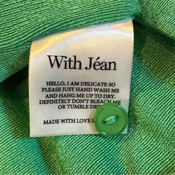 With Jean Alexa Mini Dress in Juicy Green Ruched Button Down - Size Large - Picture 9 of 9